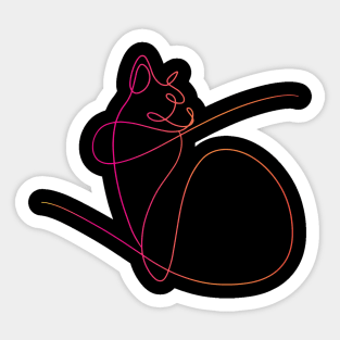 "Extraordinary Cat Poses: An Exploration of Minimalist Line Art Style in Clothing Design" Sticker